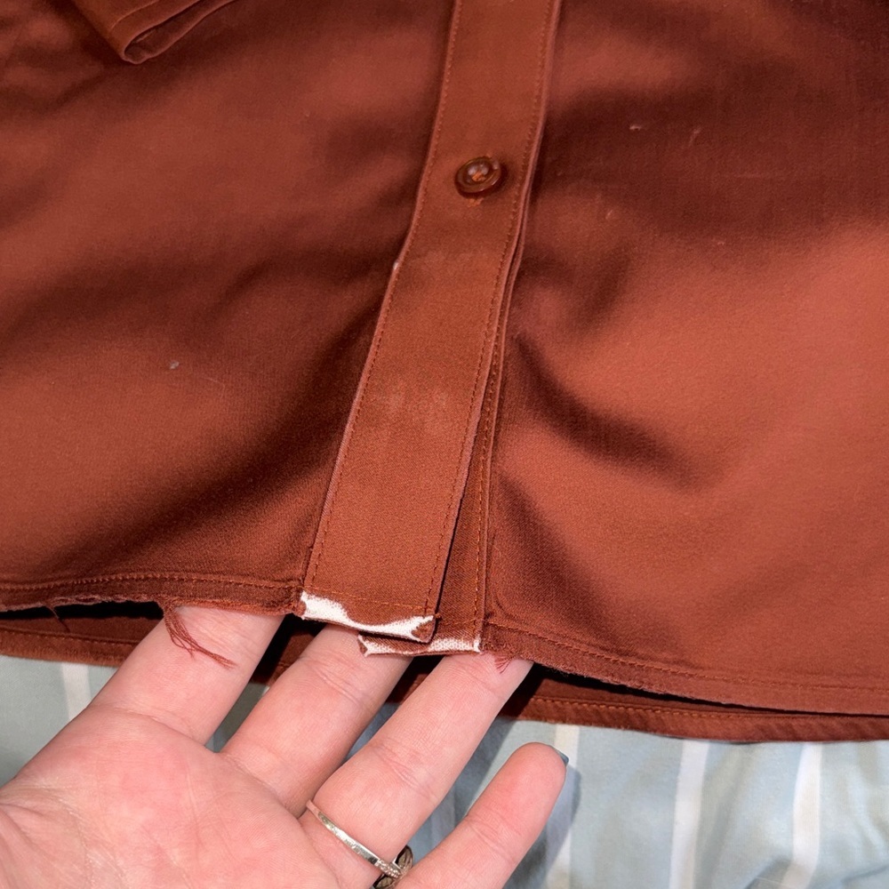 Chico's Deep Rust Button-Down Blouse - Picture 3 of 4